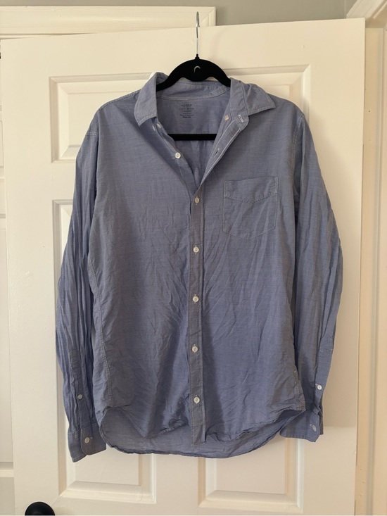 J. Crew Tops - J. Crew Striped Light Blue Chambray Shirt - 100% Cotton - Size M